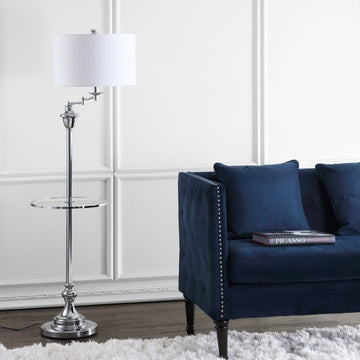 Cora 60" Metal/Glass LED Side Table and Floor Lamp - JONATHAN Y
